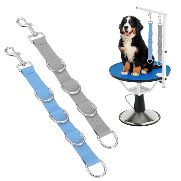 Uxcell Pet Dog Grooming Loops, Adjustable Nylon Table Arm Extender Belly Strap with 4 White D-Rings Restraint Leash(Light Blue/Gray, 2Pcs), Intended for Fixed Dog Bathing Hair Cutting