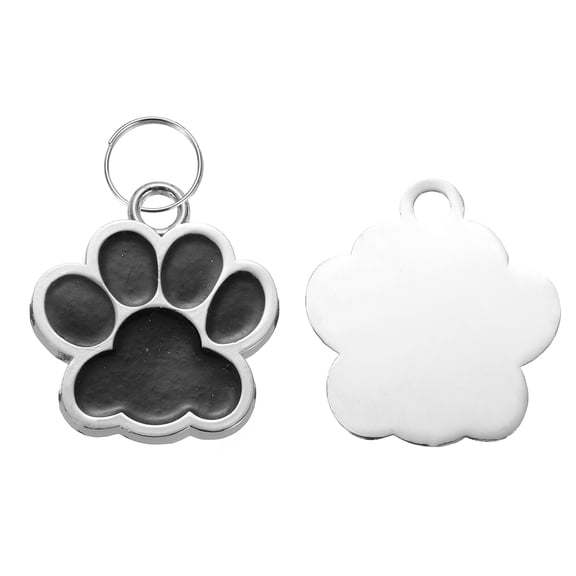 Uxcell Pet ID Tags Cute Paw Shape, 38x38mm Metal Personalized Engraving Up to 5 Lines for Pet Dog ID Tags (Black)