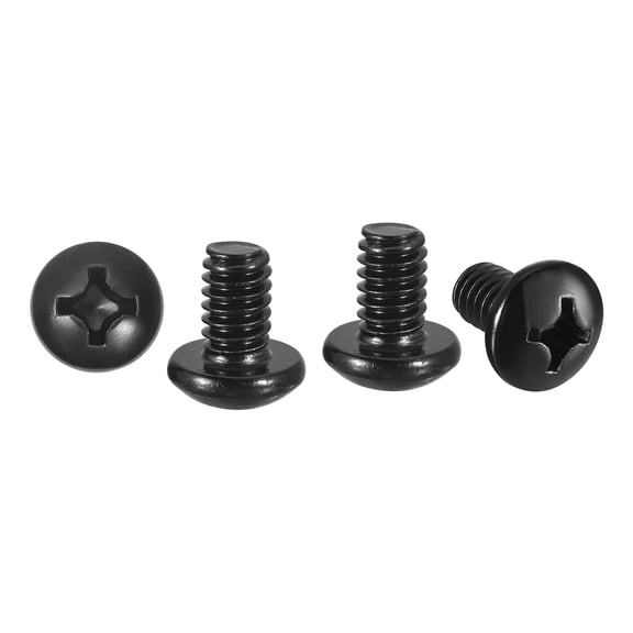 Uxcell Phillips Pan Head Machine Bolts (#8-32x1/4") 25Pcs, Carbon Steel Pan Head Mounting Screws - for Home Door Window Installment Electrical DIY, Black Oxide