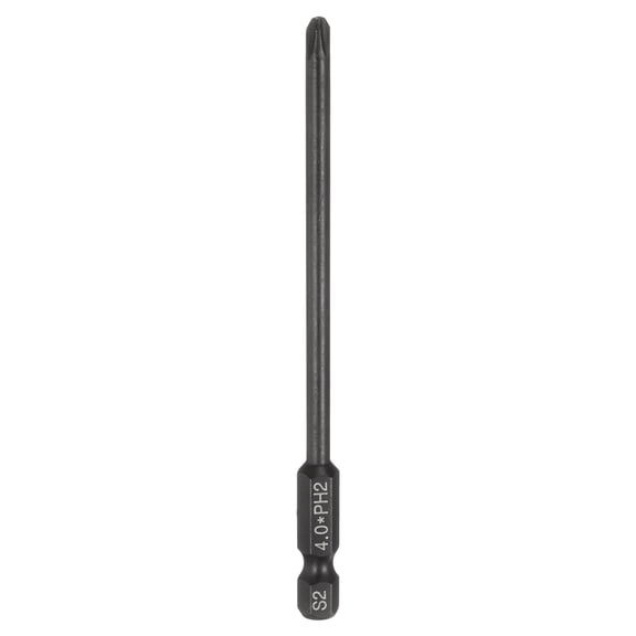 Uxcell #2 Phillips Screwdriver Bit PH2 1/4" Hex Shank 4" (100mm) Long 0.16" Rod Magnetic Cross Head Drive Drill Bits S2 Steel Industrial Screw Driver Electric Power Tool, Black