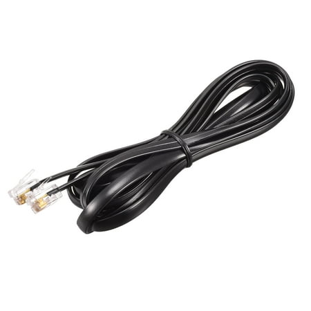 Uxcell Phone Extension Cord 6.56FT Telephone Cable Phone Line Cord RJ11 6P6C Plugs Black 1pcs
