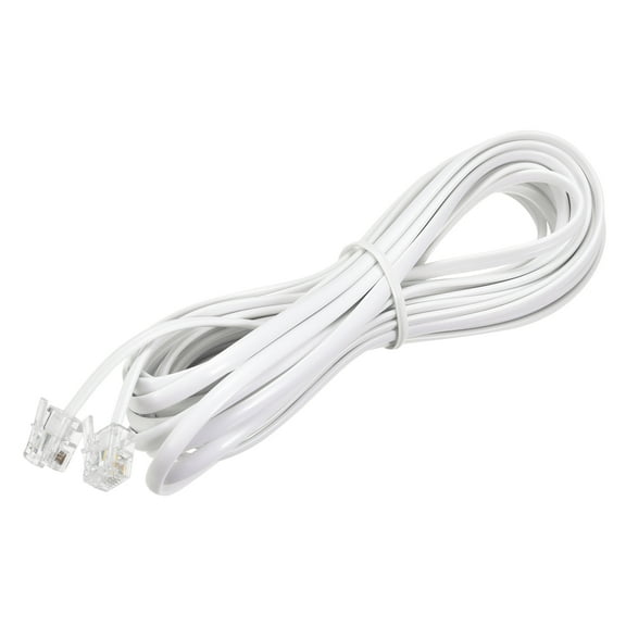 Uxcell Phone Extension Cord Telephone Cable Phone Line Cord RJ11 6P4C Plugs, Male to Male for Phone and Fax 15 ft White