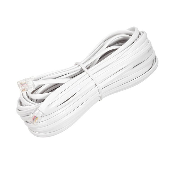 Uxcell Phone Extension Cord Telephone Cable Phone Line Cord RJ11 6P4C Plugs, Male to Male for Phone and Fax 25 ft White