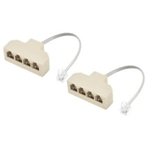 Uxcell Phone Jack Splitter 6P4C 4 Way Socket Adapter Telephone Line Splitter with Telephone Extension Cord 2 Pack