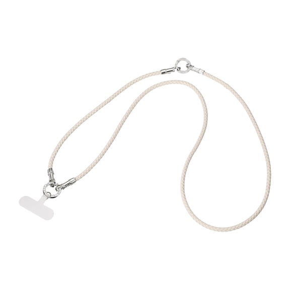 Uxcell Phone Lanyard, 25.6 Inch Crossbody Cellphone Chain Strap PU Woven Lanyards Detachable Anti Theft Phone Strap with Tether Tabs for Smartphones, White