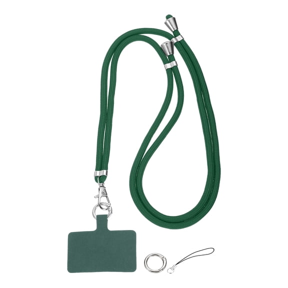 Uxcell Phone Lanyard, 33"-63" Adjustable Crossbody Phone Strap Detachable Anti Theft Cellphone Chain Strap Polyester Woven Lanyards with Tether Tabs for Smartphones, Dark Green