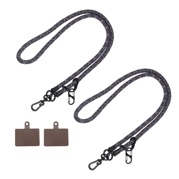 Uxcell Phone Lanyard Crossbody Neck Wrist Lanyard with Lanyard Patch for Smartphone Dark Gray With White Streak 2 Pack