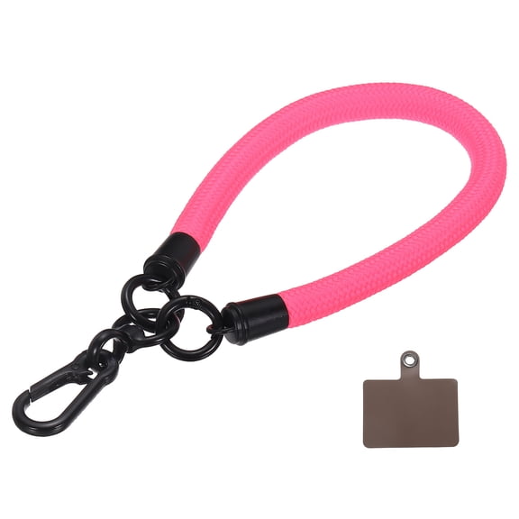 Uxcell Phone Lanyard Universal Polyester Wrist Lanyard with Lanyard Patch for Smartphone Fluorescent Rose Red 1 Pack