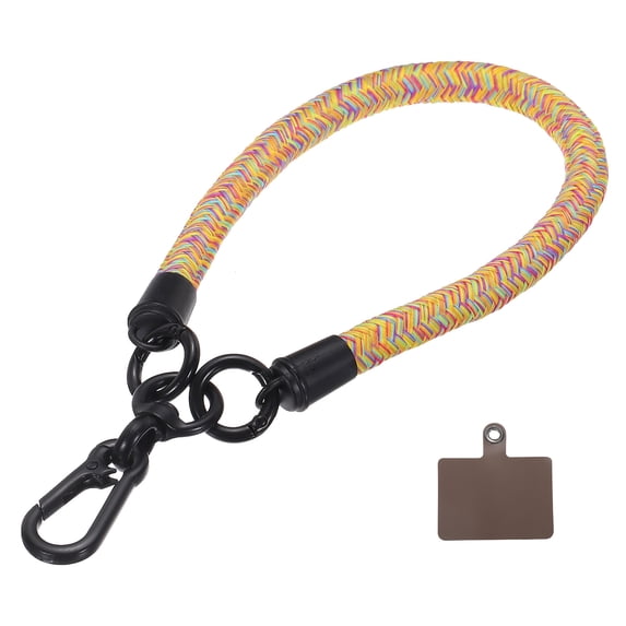 Uxcell Phone Lanyard Universal Polyester Wrist Lanyard with Lanyard Patch for Smartphone Yellow Rainbow 1 Pack