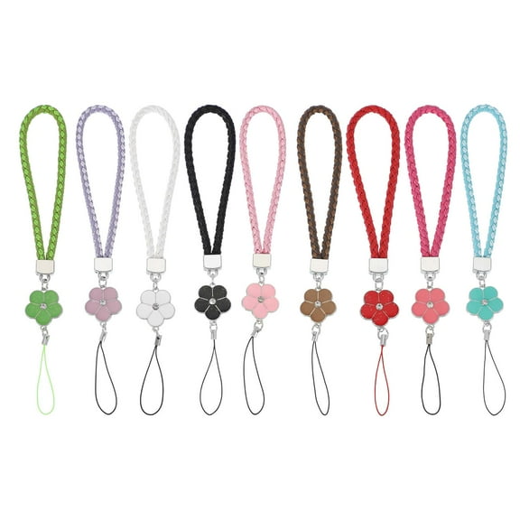 Uxcell Phone Lanyard Wrist Straps, 9 Pcs Creative Braided Flower Phone Charm Straps Wrist Lanyard for Phone Case Camera Keychain Hand String, multicolored