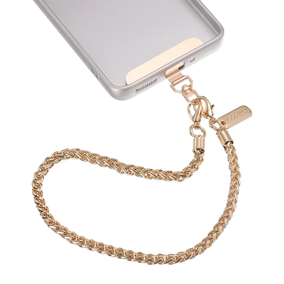 Uxcell Phone Wrist Strap (14", Gold) - Detachable Metal Chain Phone Charm Lanyard Good Luck Hand Wristlet Strap with Tether Tab, Fits Women Cellphone Party Shopping Traveling