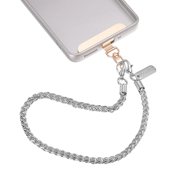 Uxcell Phone Wrist Strap (14", Silver) - Detachable Metal Chain Phone Charm Lanyard Good Luck Hand Wristlet Strap with Tether Tab, Fits Women Cellphone Party Shopping Traveling
