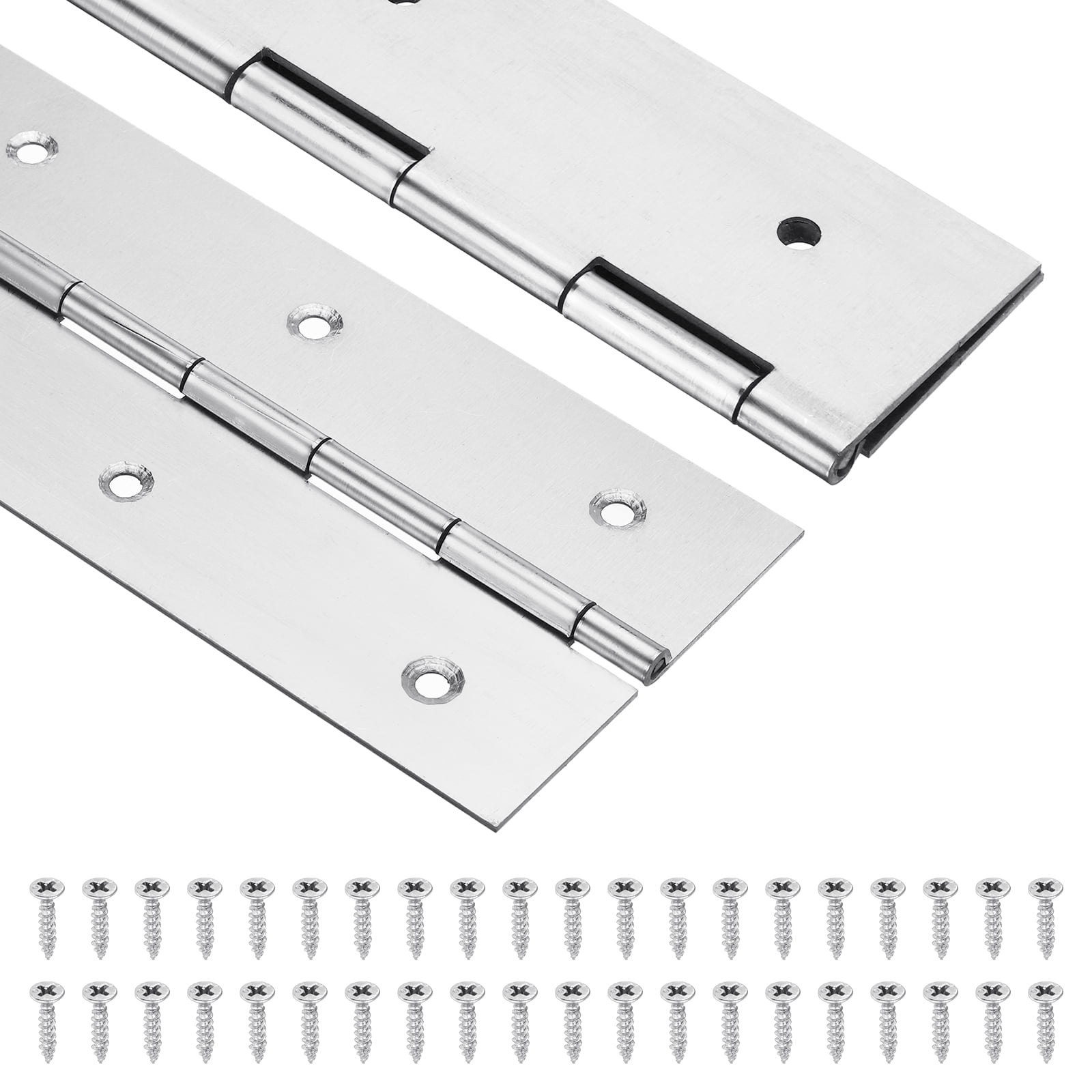 48" X 3" Heavy Duty Stainless Steel Piano Hinge – Continuous Hinge For Cabinet, Door, DIY Wood Boxes, 0.047" Leaf Thickness, Screws Included