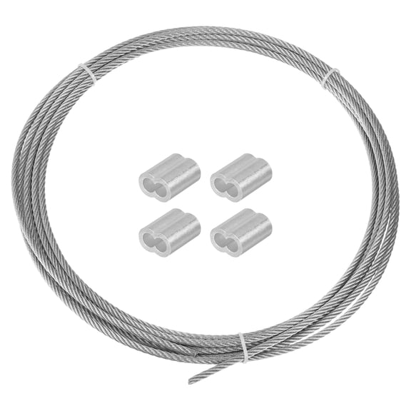 Uxcell 16.4 Ft Stainless Steel Picture Hanging Wire Kit with 4 Pcs M4 Aluminum Sleeve, Silver