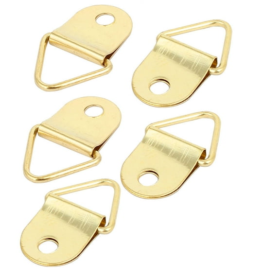 Uxcell Picture Photo Frame Cross Stitch Triangle Ring Hanger Hook 0.83" x 0.5" Gold Tone 5Pcs