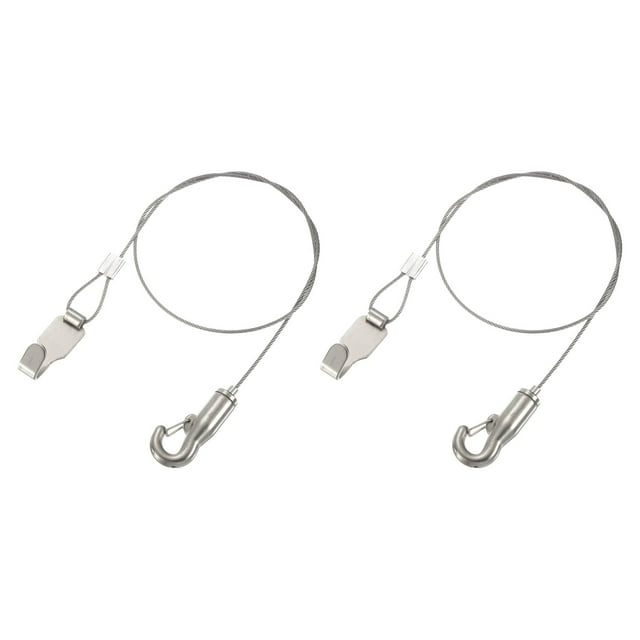 Uxcell Picture Rail Hooks and Wire, 1.64 Ft Stainless Steel Picture Rail Hanging Wire Kit