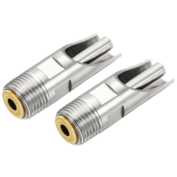Uxcell Pig Nipple Waterer Automatic Poultry Drinker Feeder 1/2" PT Stainless Steel Copper Hat Duck-Mouth, Silver 2 Pack