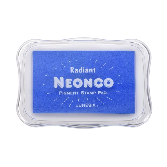 Uxcell Pigment Ink Pads for Stamps, 3.9 x 2.5 Inch Washable Embossing Craft Ink Pad Stamp for Paper, Fingerprint, DIY Card Making, Neon Blue
