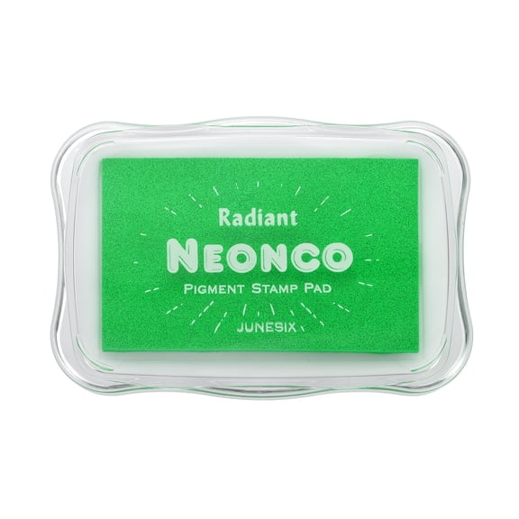 Uxcell Pigment Ink Pads for Stamps, 3.9 x 2.5 Inch Washable Embossing Craft Ink Pad Stamp for Paper, Fingerprint, DIY Card Making, Neon Green
