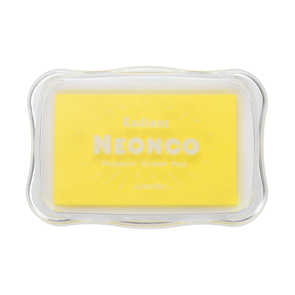Uxcell Pigment Ink Pads for Stamps, 3.9 x 2.5 Inch Washable Embossing Craft Ink Pad Stamp for Paper, Fingerprint, DIY Card Making, Neon Yellow