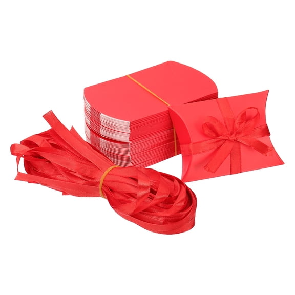 Uxcell Pillow Boxes, (3.5 x 2.3 Inch, Bright Red) (150 Pcs), Cardboard Pillow Candy Box Thank You Treat, Suit For- Wedding/Party/Favor/Birthday/Anniversary/Gift/Jewelry
