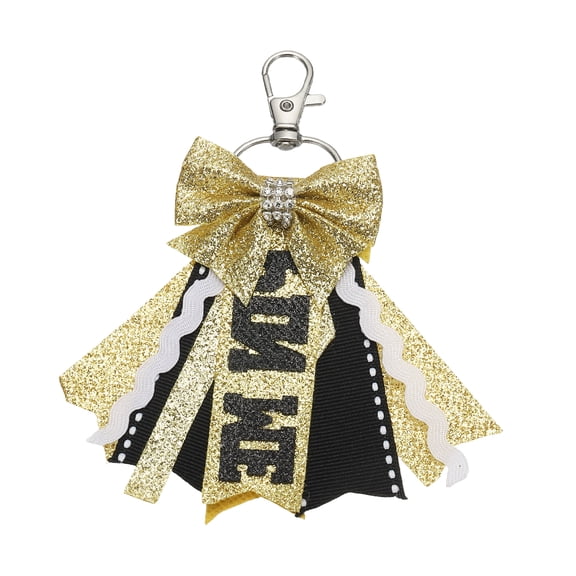 Uxcell Pin Me Cheer Bow Keychain, Sport Cute Cheerleader Gifts Key Chains for Backpack Purse Keyring Schoolbag Pendant Birthday Gift, Light Gold