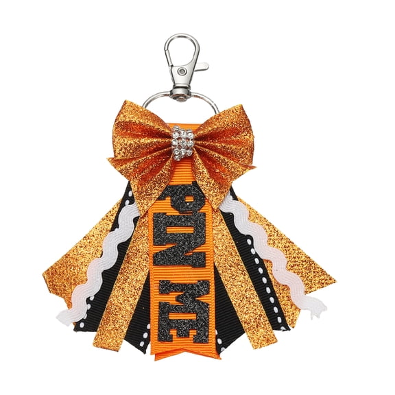 Uxcell Pin Me Cheer Bow Keychain, Sport Cute Cheerleader Gifts Key Chains for Backpack Purse Keyring Schoolbag Pendant Birthday Gift, Orange