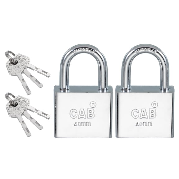 Pin Tumbler Padlock 40mm (1-9/16"), Keyed Different Locks Stainless Steel Padlocks Harden Shackle with Keys 2Pcs