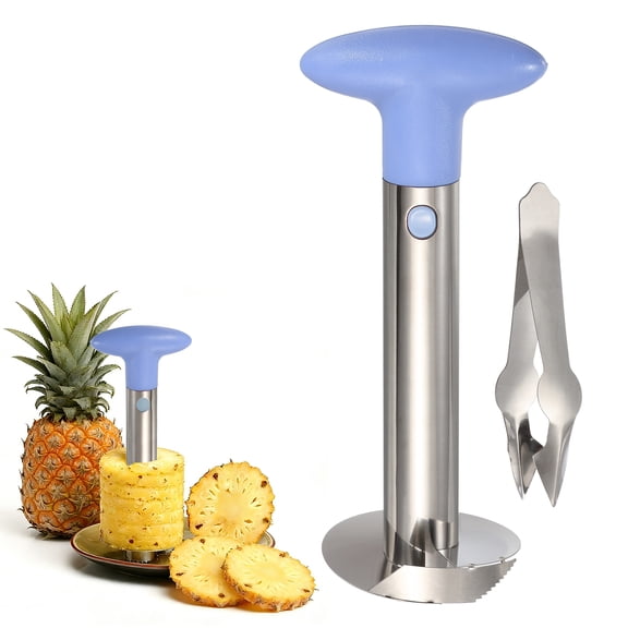 Uxcell Pineapple Corer and Slicer Set, 9.4x4.1 Inch Stainless Steel Upgraded Pineapple Core Remover Eye Removal Tool, Slice and Core Fruits for Home Kitchen, Light Purple