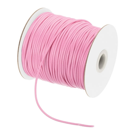 Uxcell Pink 2mm Waxed Cord 98 Yard Wax Bead Thread String for Jewelry Making