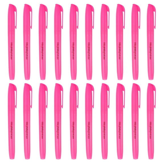 Uxcell Pink Highlighter, 20 Pack No Bleeds Highlighters Pens Neon Clear View Bright Quick Dry Pocket Marker Pen Sticks Chisel Tip Cute for Books Office Adults