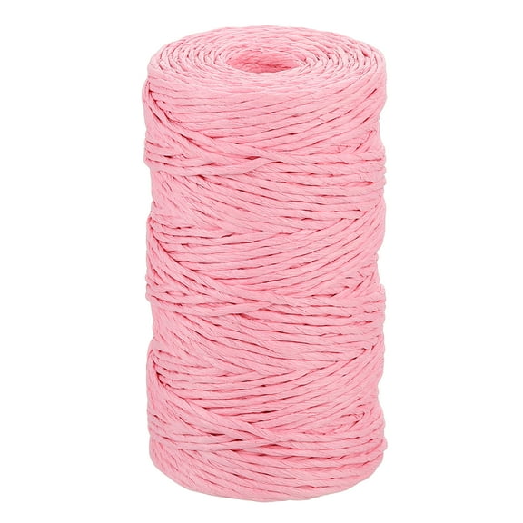 Uxcell Pink Raffia Ribbon,98 Yard Natural Raffia Paper String 2mm Wide Twisted Raffia Yarn Twine for Gift Wrapping Crocheting Knitting DIY Crafts