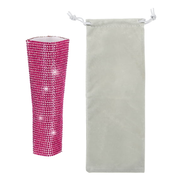 Pink Mic Handle Cover, Rhinestones Microphone Handle for Most Universal Wire Microphones, Mic Not Included(With Grey Bag)
