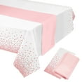 thumbnail image 1 of Uxcell Pink Table Runner w White Disposable Plastic Tablecloths 54 x 108" Pink Dots for Wedding Parties 1 Set, 1 of 6