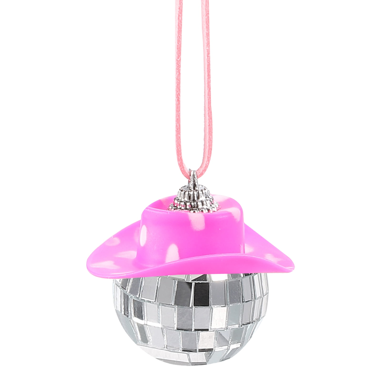 Uxcell Pink,White Disco Ball Car Accessory Bling Disco Mirror Ornament