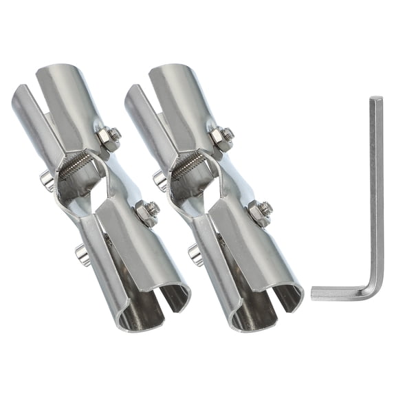 Uxcell Pipe Clamp Connector, Stainless Steel Chain Link Fence Clamps for Coat Racks Store Shelves Bracket Rail I-Shape