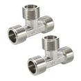 thumbnail image 1 of Uxcell Pipe Fitting Tee G1/2 Male 3 Way T Shape Hose Connector Adapter Nickel-Plated Copper 2pcs, 1 of 5