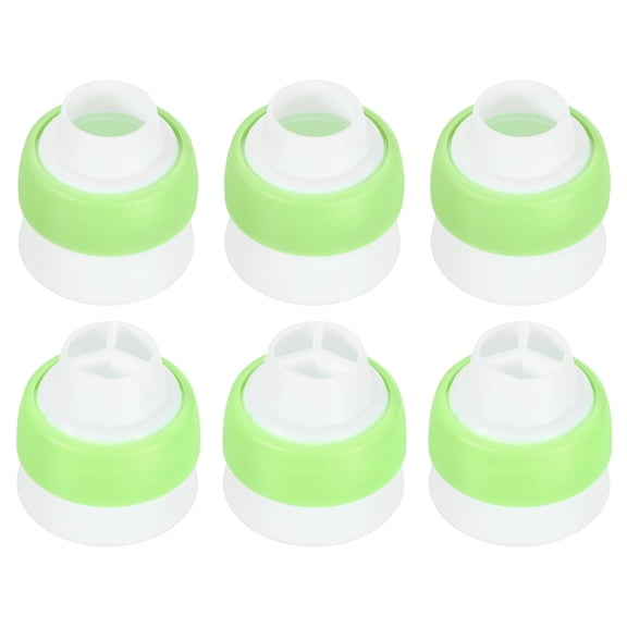 Uxcell Piping Bag Couplers, 3Pcs Single Hole and 3Pcs Triple Hole Russian Nozzle Converters for Cake Decoration Tools for Baking, Cooking and Party Decorations, Green