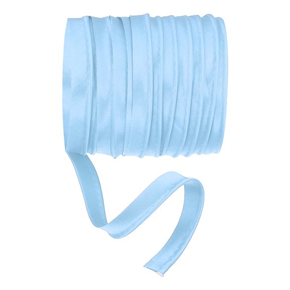 Uxcell Maxi Piping Bias Tape, Piping Trim with Cord Satin Binding Lip Cord for Sewing Garment Webbing Trimming Crafts Light Blue