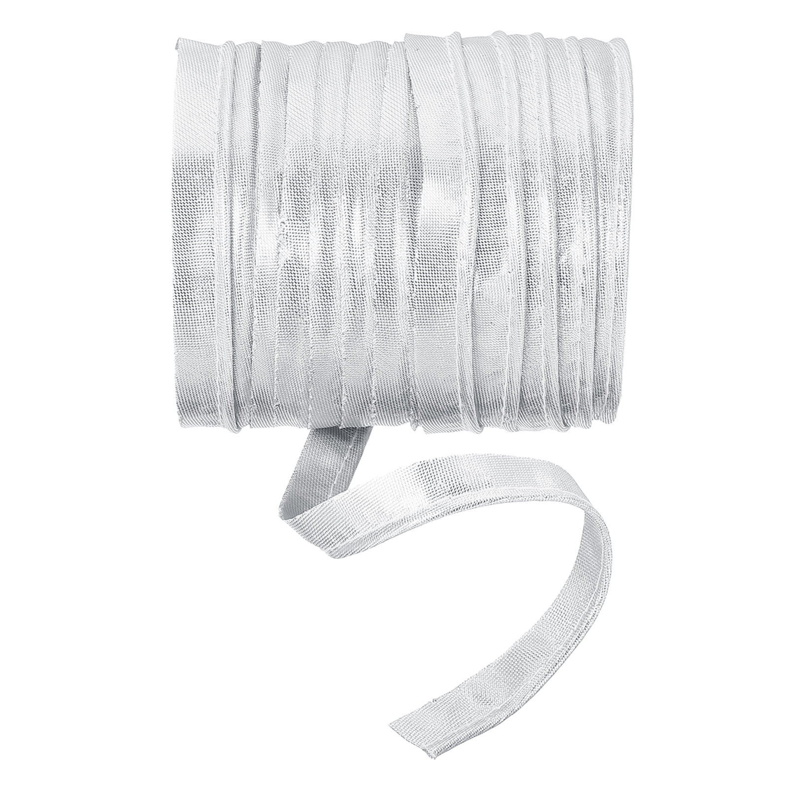 70 Yard Double Fold Bias Tape - 1cm Wide Silver Polyester Trim For Sewing & Piping