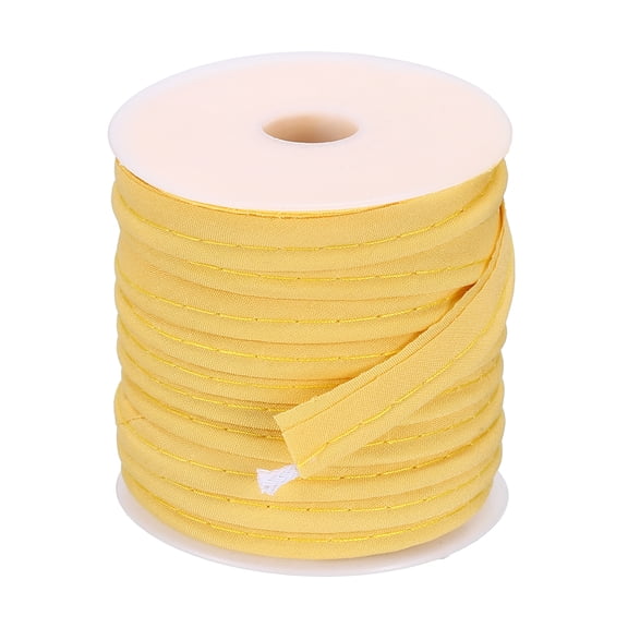 Uxcell Piping Trim Bias Tape, 3/8 Inch 25 Yards Cotton Folding Binding Tape with Welting Cord, Decorative Sewing Trim for Home Decor Sewing DIY Crafting Clothing Fabric Edge, Lemon Yellow