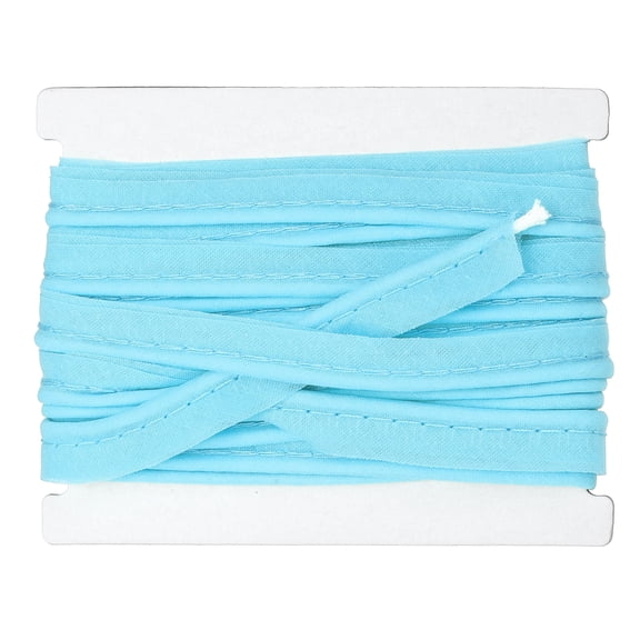 Uxcell Piping Trim Bias Tape, 3/8 Inch 6 Yards Cotton Folding Binding Tape with Welting Cord, Decorative Sewing Trim for Home Decor Sewing DIY Crafting Clothing Fabric Edge, Light Blue