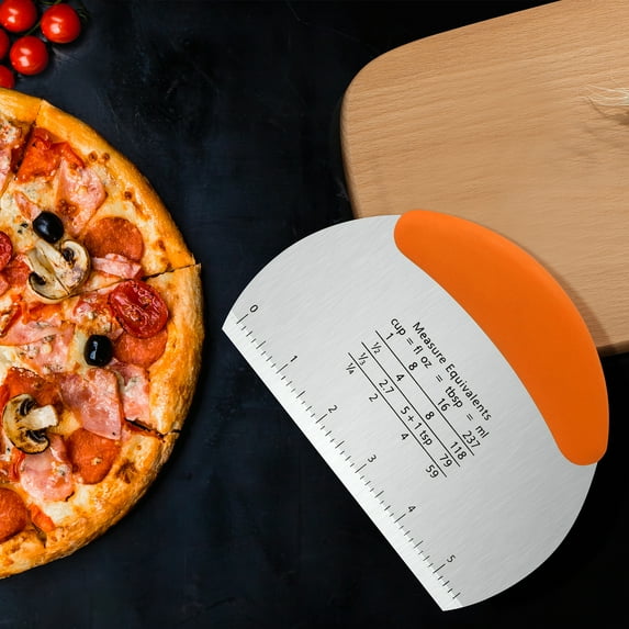 Uxcell Pizza Cutter Stainless Steel Cutter Scraper for Pastry Dough Orange
