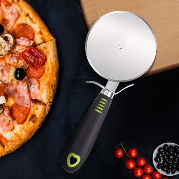 Uxcell Durable PP Pizza Cutter Stainless Steel Non-slip Pizza Cutter Wheel Slicer 4" Silver Tone