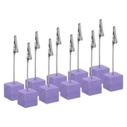Uxcell Place Card Holder 10pcs Memo Clip Holder Stand with Alligator Clasp Table Number Holders Wooden Base Purple 10pcs