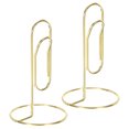 thumbnail image 1 of Uxcell Place Card Holder 2pcs Memo Clip Holder Stand Table Number Holders Paper Clip Shape, Golden 2pcs, 1 of 5