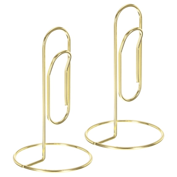Uxcell Place Card Holder 2pcs Memo Clip Holder Stand Table Number Holders Paper Clip Shape, Golden 2pcs