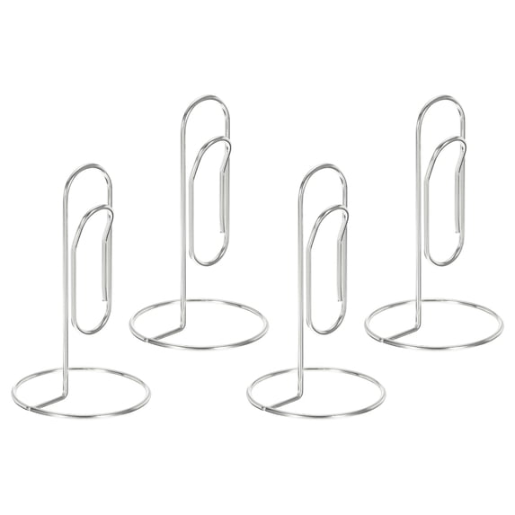 Uxcell Place Card Holder 4pcs Memo Clip Holder Stand Table Number Holders Paper Clip Shape, Silver 4pcs