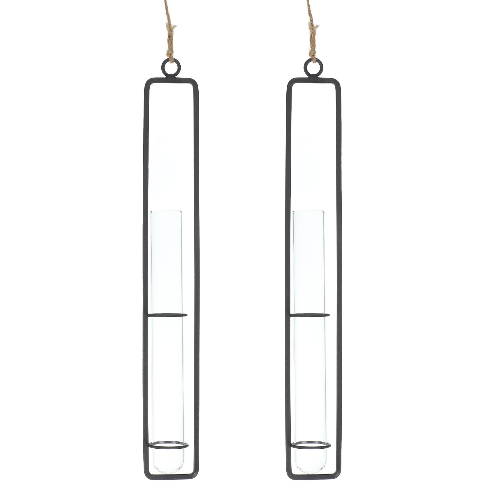 Uxcell Plant Propagation Wall Hanging Terrarium with Metal Holder, 2 Sets Large Glass Planter Tube Vase for Decor