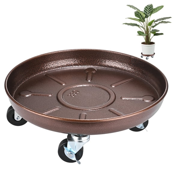 Uxcell Plant Stand with Wheels, Heavy Duty Metal 13 Inch OD Rolling Plant Stand for Indoor and Outdoor [12.4 ID, Copper]